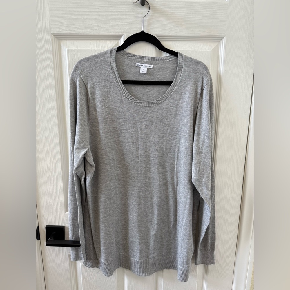 Amazon Essentials Women's Gray Crew Neck Sweater